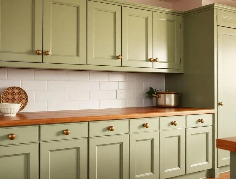 Sage & Olive Greens kitchen cabinets - professional spray finish by Spray Genius Birmingham