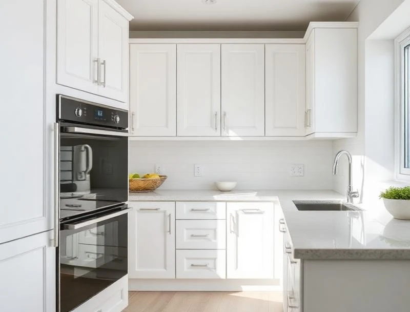 Crisp Whites kitchen cabinets - professional spray finish by Spray Genius Birmingham