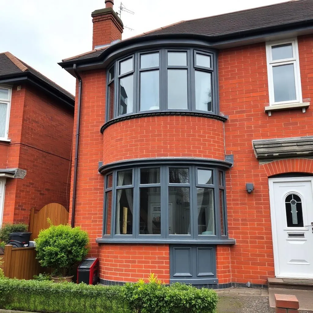 Typical 1930s Coventry semi-detached home with freshly sprayed anthracite grey windows