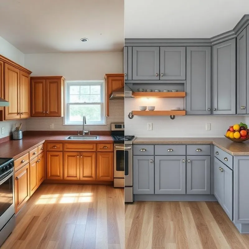Kitchen cabinet spraying before and after transformation - Save 80% compared to replacement